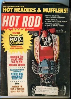 1971 July Hot Rod Magazine Back Issue - Volks-Rod 100 HP VW Muscle Engine • $6.25