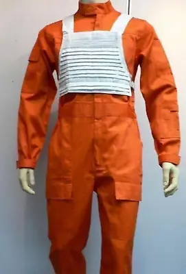 X-Wing Rebel Fighter Pilot Orange Jumpsuit + White Vest Star Wars Costume • $40.85