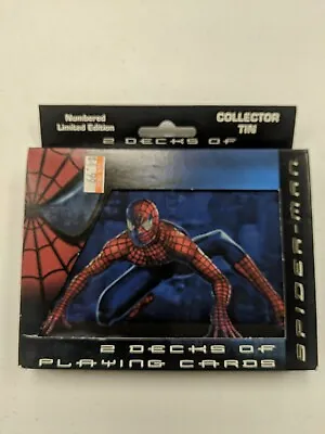 Spider-Man Playing Cards 2 Decks In Numbered Collector Tin Marvel 2002 • $9.95
