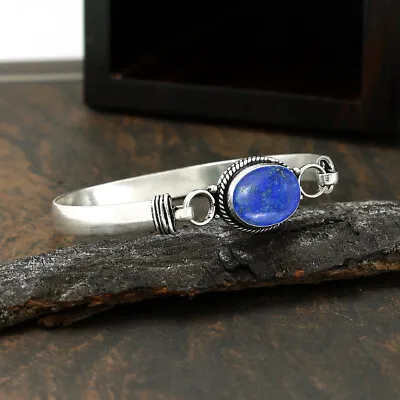 Incredible Lapis Lazuli Gemstone 925 Sterling Silver Bracelet Cuff • $17.59