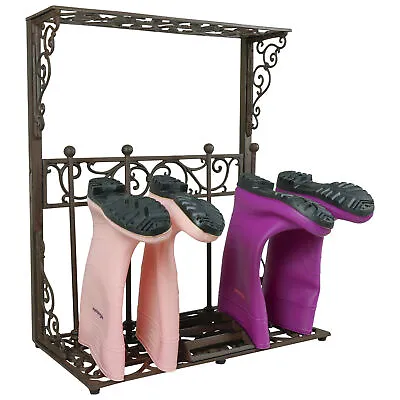 Woodside Cast Iron Boot Rack Organizer Storage Shoe Wellington Holder Scraper • £49.99