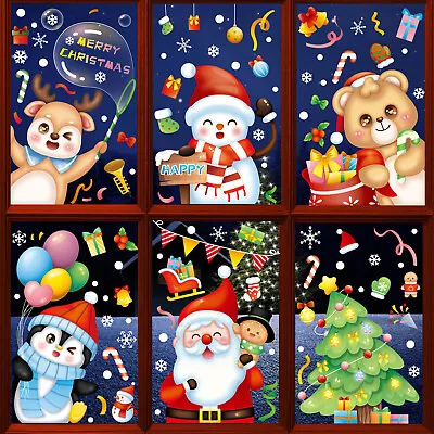 Merry Christmas Cute Cartoon Decoration Window Stickers Merry Wall Decals  • $2.02