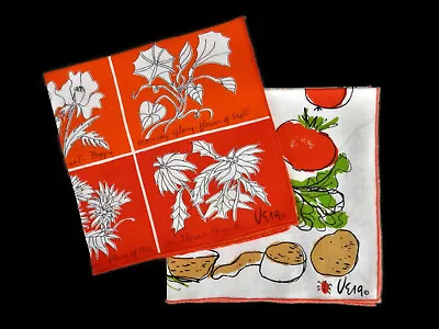 Vintage Vera Neumann Linen Kitchen Napkins Recipe Garden Salad & Year Of Flowers • $29