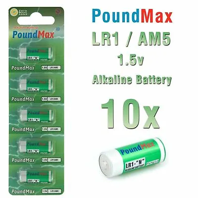 10 X PoundMax 910A LR1 N Type MN9100 1.5V Alkaline Batteries  • £5.29