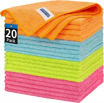 20 Pack Microfiber Cleaning Cloth Rag Car Towels Dish Cloths Lint Free 12″ X 12″ • $13.84