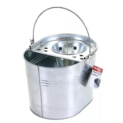 16L Gavanised Mop Bucket With Handle Strong Metal Heavy Duty Floor Cleaning • £10.99