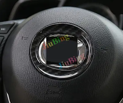For MAZDA- 3 Axela 2014-16 Carbon Fiber Steering Wheel Logo Frame Box Cover Trim • $12.99