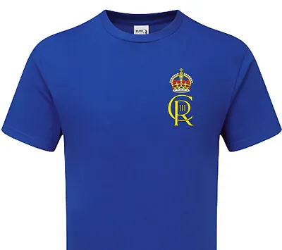 King Charles III Tshirt POCKET Coat Of Arms Royal Monogram Cypher Mens & Womens • $16.12