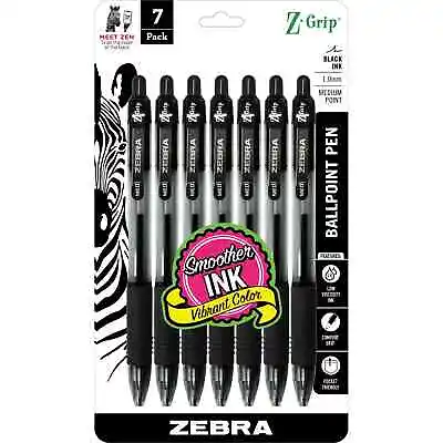 Zebra Pen Z-Grip Retractable Ballpoint Pen Medium Point 1.0mm Black Ink 7 Pack • $9.99