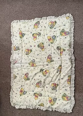 Vintage Disney Classic Winnie The Pooh Crib Comforter Baby Blanket Quilt 1999 • $51.99