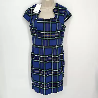 Grace Karin Women's Retro Dress Pencil Cap Sleeve Dress SZ M Blue Green Plaid • £29.92