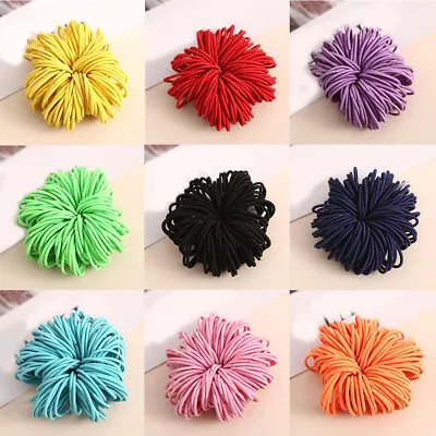 100Pc 3CM Kids Ponytail Hair Holder Thin Elastic Rubber Band Colorful Hair Ties • $0.73