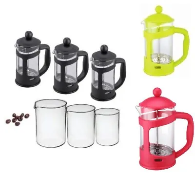 Coffee Plunger 3 4 6 OR 8 Cup Cafetiere Black Coffee Maker French Press Glass    • £12.90