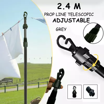 2.4m Extendable Prop Line Heavy Duty Clothes Washing Pole Outdoor Support • £7.99