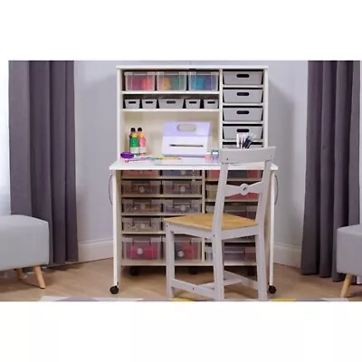 Lockable Craft Bureau With LED Lights And Plastic Storage Boxes And Trays • £350