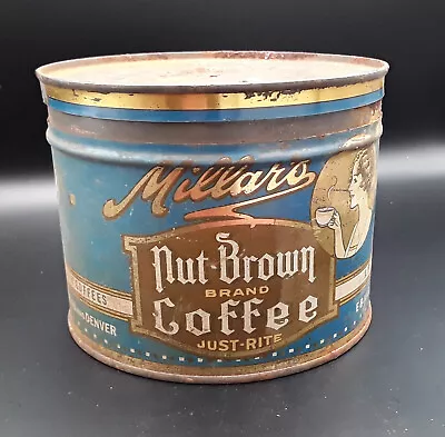 Vintage Millar's Nut Brown Coffee Tin Can 1 Lb. Size • $9.95