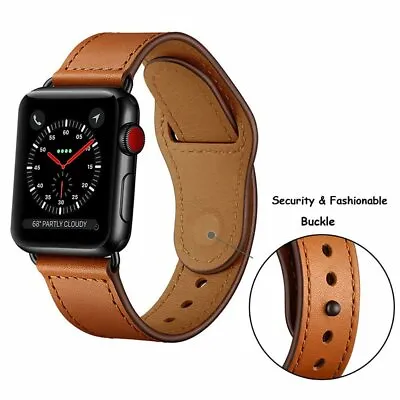 $17.99 • Buy Genuine Leather Apple Watch Band Series 6 5 4 3 2 SE Strap IWatch 38/40 42/44mm