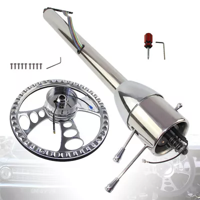 30  Polished Tilt Manual Steering Column W/14  9 Bolt SteeringWheel For GM 69-94 • $327.65