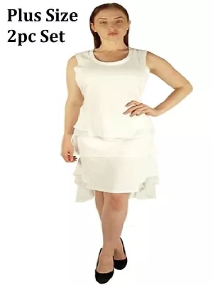 Plus Size Peplum Top With Georgette Bottom Layer Short Skirt 4X 5X 6X • $7.99