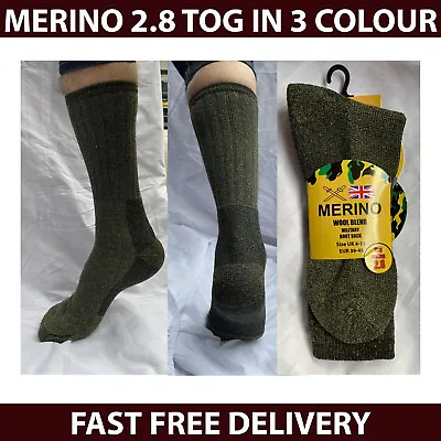 £4.99 • Buy 1 Pairs Men Merino Wool Blend Socks Army Military Thermal Winter 2.8 Tog UK 6-11