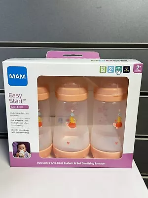 MAM Easy Start Anti-Colic 260ml Bottle (3 Pack) - Coral | NEW • £14