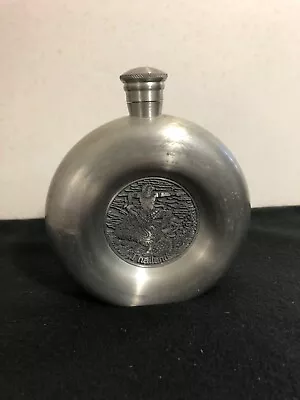 Vintage Engraved P.D. Pewter Flask With Dragon • $30