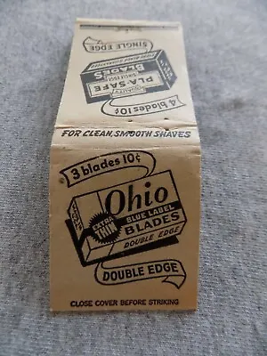 Vtg FS Matchbook Cover Ohio Blue Label Blades Double Edge Extra Thin Clean Shave • $6.49