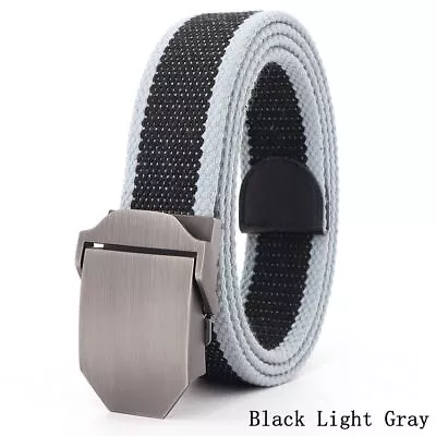 Mens Adjustable Military Nylon Waistband Canvas Web Belt Automatic Buckle Sports • $13.99