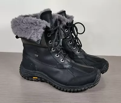 UGG Adirondack II Waterproof Boot Black Leather Womens Size 8.5 US / 39.5 • $109.99