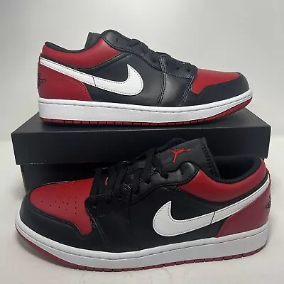 Nike Air Jordan 1 Low Alternate Bred Toe Black Red Mens Sizes 553558-066 NEW • $104.99