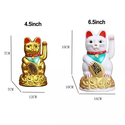 Chinese Lucky Waving Cat Beckoning Maneki Neko Gold Fortune Feng Shui 6.5 Inch • $23.20