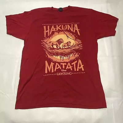 Disney The Lion King Movie Hakuna Matata Simba Timon Red Graphic Shirt Size L • $30