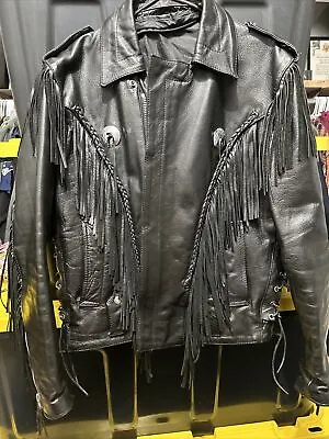 Vintage Leather Motorcycle Jacket Fringed 80’s? Men’s Sz 40 Harley Davidson • $39.99