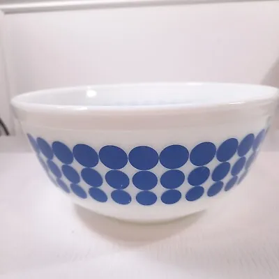 Vintage Pyrex Blue Polka Dot 2 1/2 QT Nesting Mixing Bowl #403 White Milk Glass • $55