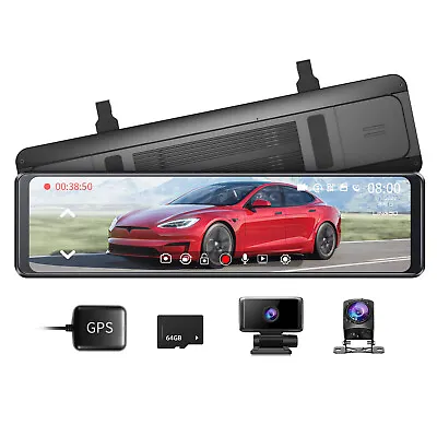 $98.99 • Buy LINGDU 2.5K Mirror Dash Cam 12  Touch Screen Parking Assistance Night Vision