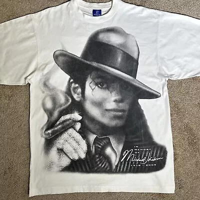 Vintage Michael Jackson Big Graphic Portrait Memorial Tee T-Shirt Size 2XL White • $100