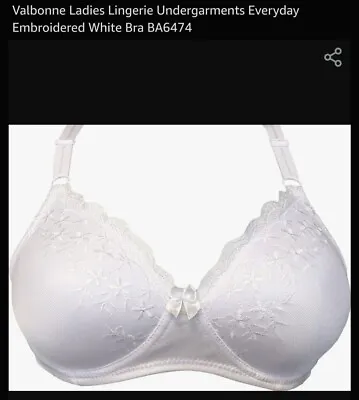 Valbonne Non Wired Padded Embroidered Bra...Size 34B...BNWT...U21 • £3