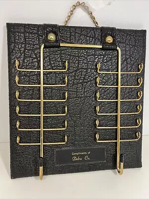 Vintage 1960’s Black Faux Leather Men’s Tie/Belt Rack Mid Century Closet Wall  • $24