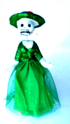 Catrina  Skeleton  Figure In Green With Glitter   Day Of The Dead  Mexico • $21