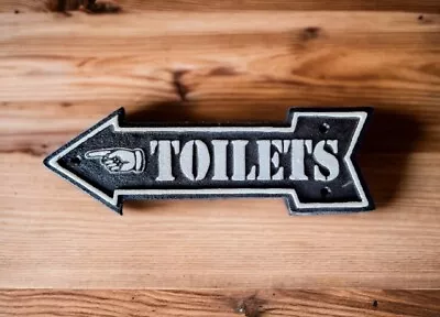 Toilet Arrow Loo Cast Iron Sign Plaque Door Wall Fence Post Cafe Shop Pub Hotel • £12.99