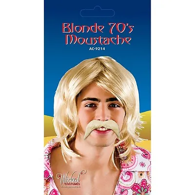 1970's Style Blonde Tash Fake Moustache Tache For Fancy Dress • £1.99