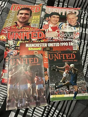 MANCHESTER UNITED MAGAZINES - 1990's -posters & United Booklets • £12.99