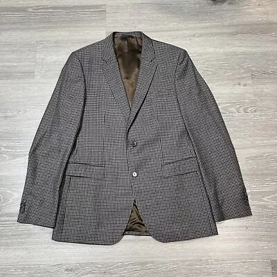 Hugo Boss Blazer Men 42L Gray Rust Check Wool Modern Fit Sport Coat Jacket • $26.99