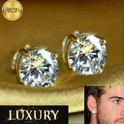 £8.99 • Buy   Men's Women's Sim Diamond 18K White Gold Filled 6mm Stud Earrings, Gift  /UK