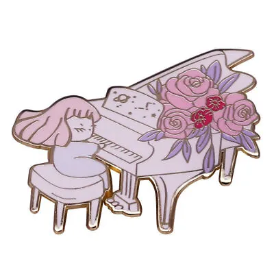 Funny Piano Girl Flower Cute Mini Metal Enamel Badge Brooch Pin • $4.29