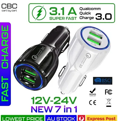 Fast Charging Car Truck Charger  For Apple IPhone 15 Samsung Pixel 12V 24V QC3.0 • $5.99