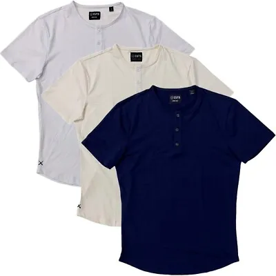 Cuts Clothing Men's Curve Hem Henley Signature Fit 4-Way Stretch Tee T-Shirt • $29.99