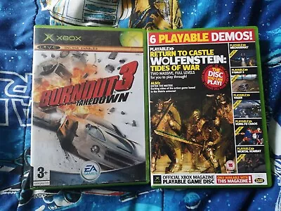 Xbox Burnout 3 Takedown Original + Official Xbox Magazine Demo Wolfenstein Yager • £4