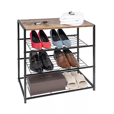 4 Tiers Shoe Storage Bench Shoe Rack Cabinet Organizer Shelves Seat Home Hallway • £30.99