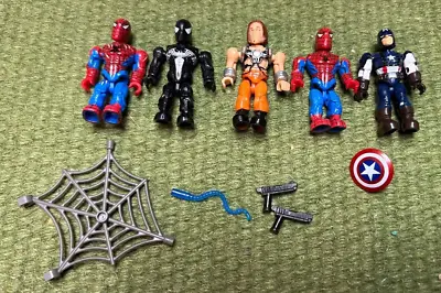 Mega Bloks Spider Man Captain America Symbiote Whiplash Mini Figures Marvel X5 • $59.99